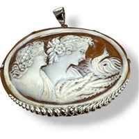 Pendant Mandile 1922 Woman Cammei  in Silver Conchiglia 2MCICM235